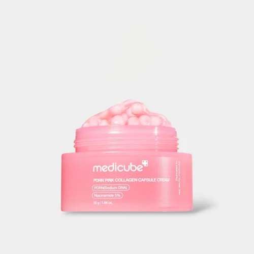 medicube-pdrn-pink-collagen-capsule-cream-front-open-cap کرم کپسولی کلاژن صورتی پی دی آر ان مدی کیوب